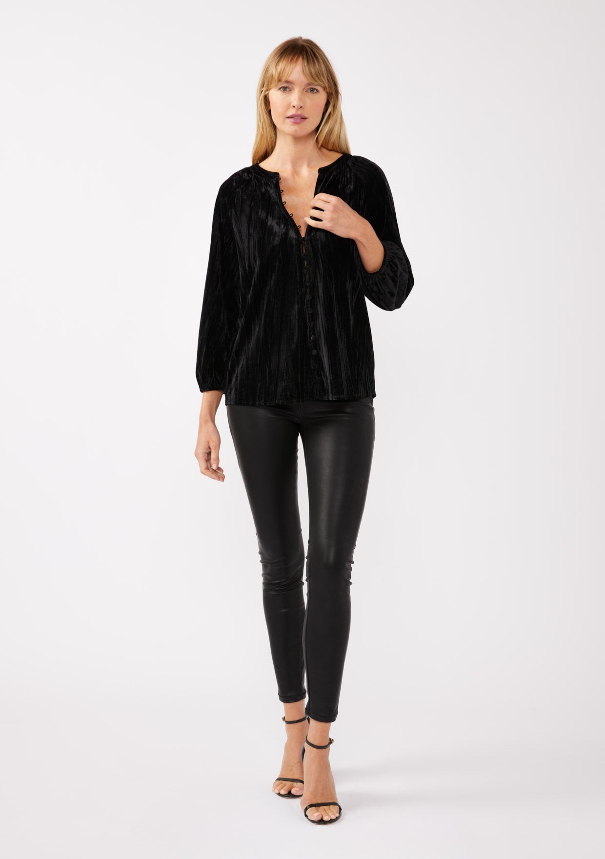 LS Black Velvet Blouse