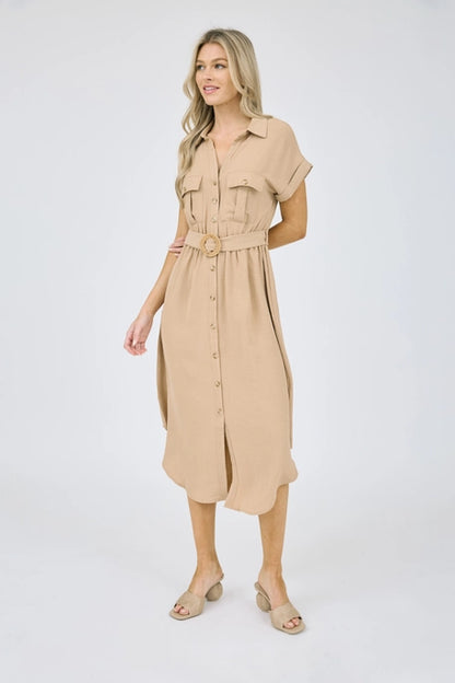 Tasha Tan Midi Belt Dress