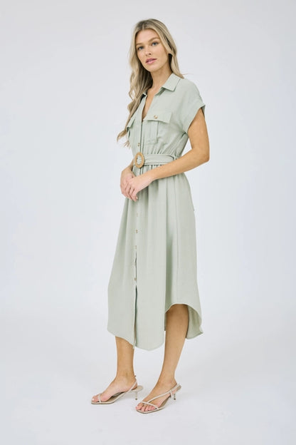 Tasha Olive Midi Belt Dress