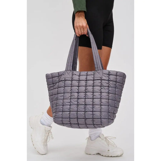 Olivia Puffer Tote in Charcoal