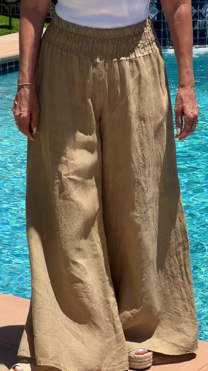 ITALY 100% Linen Pants (Sand)